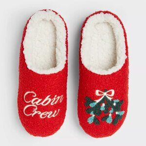 🆕Wondershop "Cabin Crew" Slippers ✨ Size: Adult Medium 🎄 | Color: Festive Red